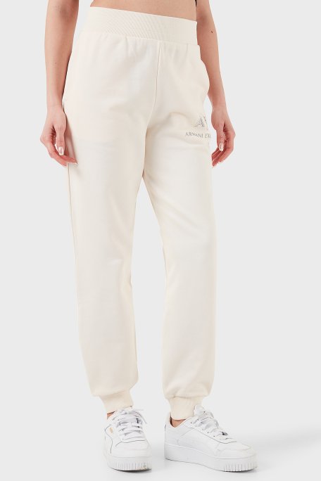 Armani Exchange % 100 Pamuk Regular Fit Ribanalı Paça Bayan Pantolon XW000162 AF11851 U1003 EKRU - 3