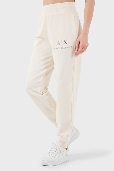 Armani Exchange % 100 Pamuk Regular Fit Ribanalı Paça Bayan Pantolon XW000162 AF11851 U1003 EKRU - 4