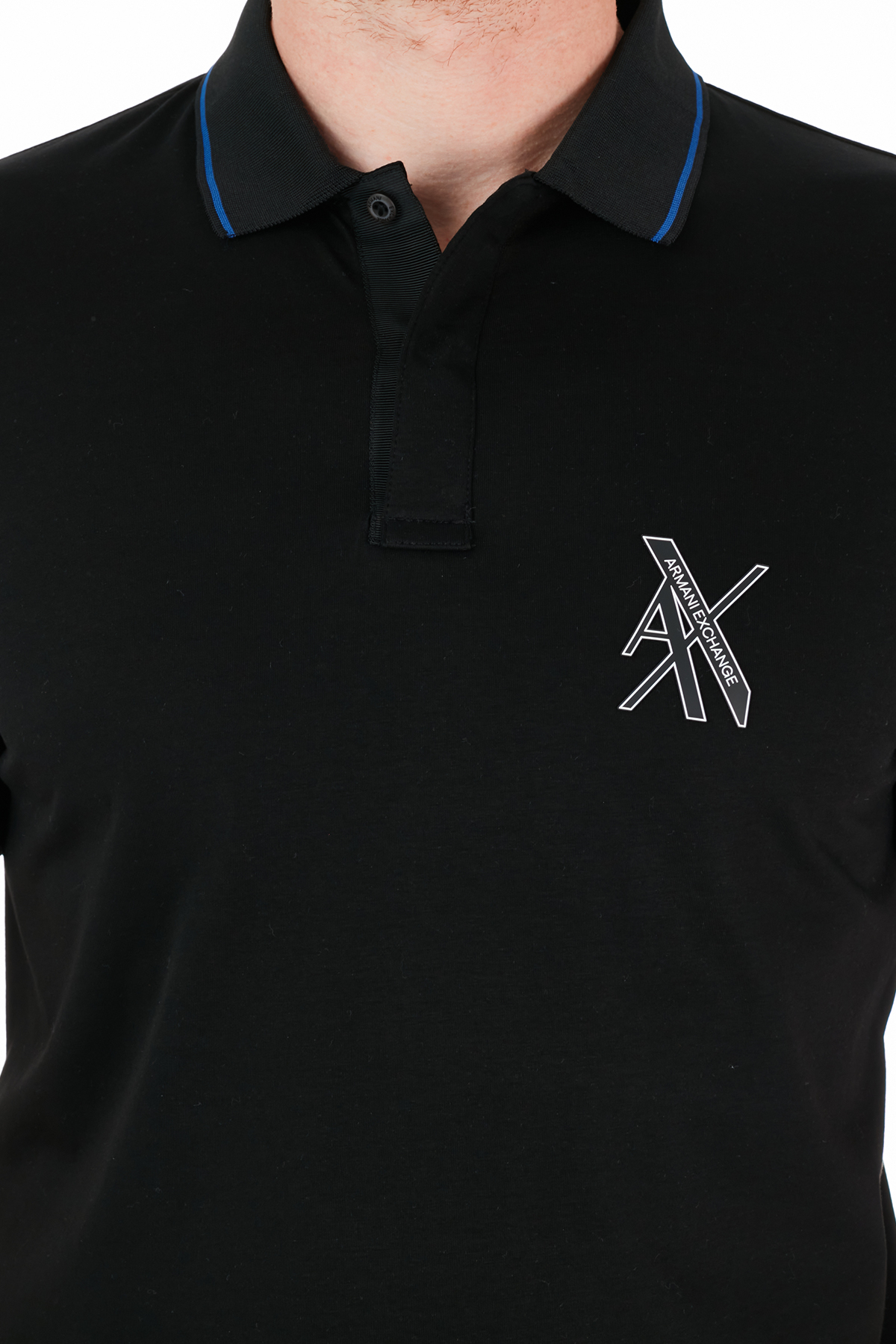 Armani Exchange % 100 Pamuk Regular Fit T Shirt Erkek Polo 3KZFLA ZJ9AZ 1200 SİYAH