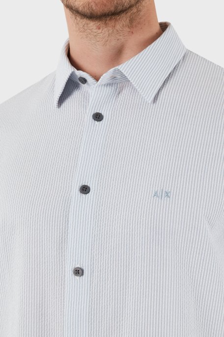 Armani Exchange % 100 Pamuk Regular Fit Uzun Kollu Erkek Gömlek XM000429 AF13141 MB004 MAVİ-BEYAZ - 6