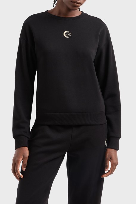Armani Exchange % 100 Pamuk Relaxed Fit Bisiklet Yaka Bayan Sweat XW000317 AF12217 UC001 SİYAH - 1