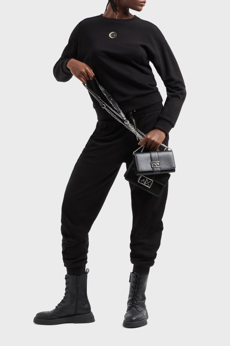 Armani Exchange % 100 Pamuk Relaxed Fit Bisiklet Yaka Bayan Sweat XW000317 AF12217 UC001 SİYAH - 2