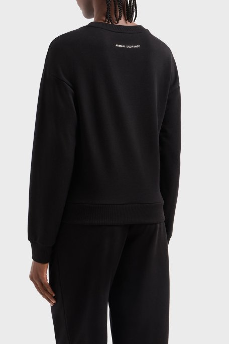 Armani Exchange % 100 Pamuk Relaxed Fit Bisiklet Yaka Bayan Sweat XW000317 AF12217 UC001 SİYAH - 3