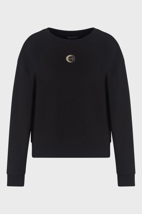 Armani Exchange % 100 Pamuk Relaxed Fit Bisiklet Yaka Bayan Sweat XW000317 AF12217 UC001 SİYAH - 5