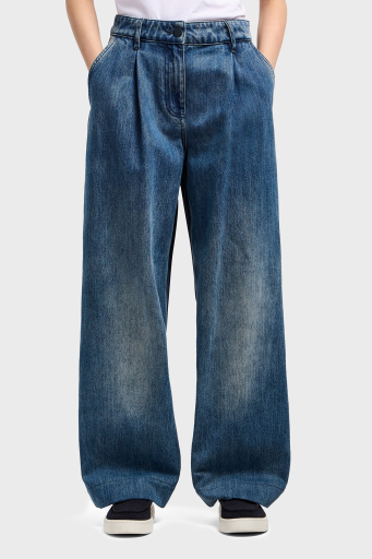 Armani Exchange % 100 Pamuk Relaxed Fit Bol Paça Renk Bloklu Bayan Pantolon XW000561 AF12845 MB115 LACİVERT - 1