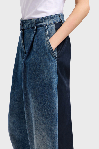 Armani Exchange % 100 Pamuk Relaxed Fit Bol Paça Renk Bloklu Bayan Pantolon XW000561 AF12845 MB115 LACİVERT - 3
