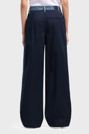 Armani Exchange % 100 Pamuk Relaxed Fit Bol Paça Renk Bloklu Bayan Pantolon XW000561 AF12845 MB115 LACİVERT - 5