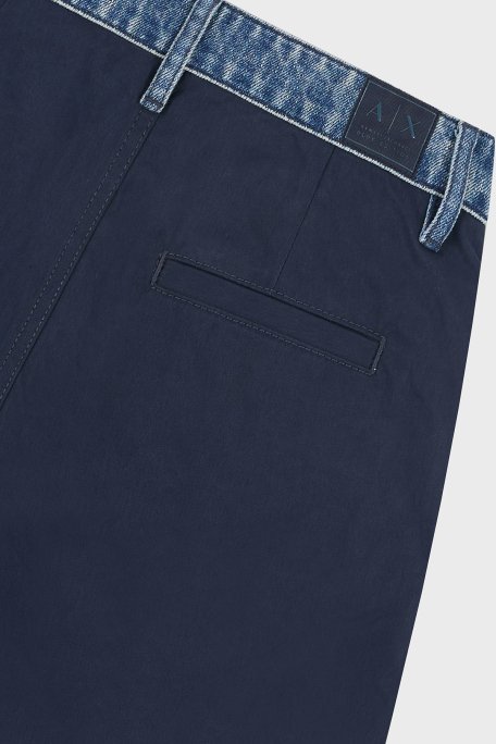 Armani Exchange % 100 Pamuk Relaxed Fit Bol Paça Renk Bloklu Bayan Pantolon XW000561 AF12845 MB115 LACİVERT - 4
