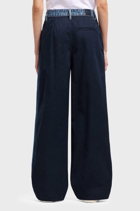 Armani Exchange % 100 Pamuk Relaxed Fit Bol Paça Renk Bloklu Bayan Pantolon XW000561 AF12845 MB115 LACİVERT - 5