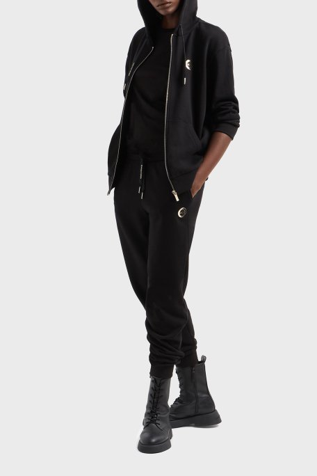 Armani Exchange % 100 Pamuk Relaxed Fit Kapüşonlu Fermuarlı Bayan Sweat XW000318 AF12217 UC001 SİYAH - 2