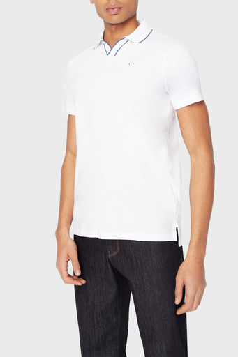 Armani Exchange % 100 Pamuk Slim Fit Erkek Polo T Shirt 3RZFFC ZJDFZ 1100 BEYAZ - 1