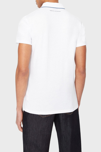 Armani Exchange % 100 Pamuk Slim Fit Erkek Polo T Shirt 3RZFFC ZJDFZ 1100 BEYAZ - 3