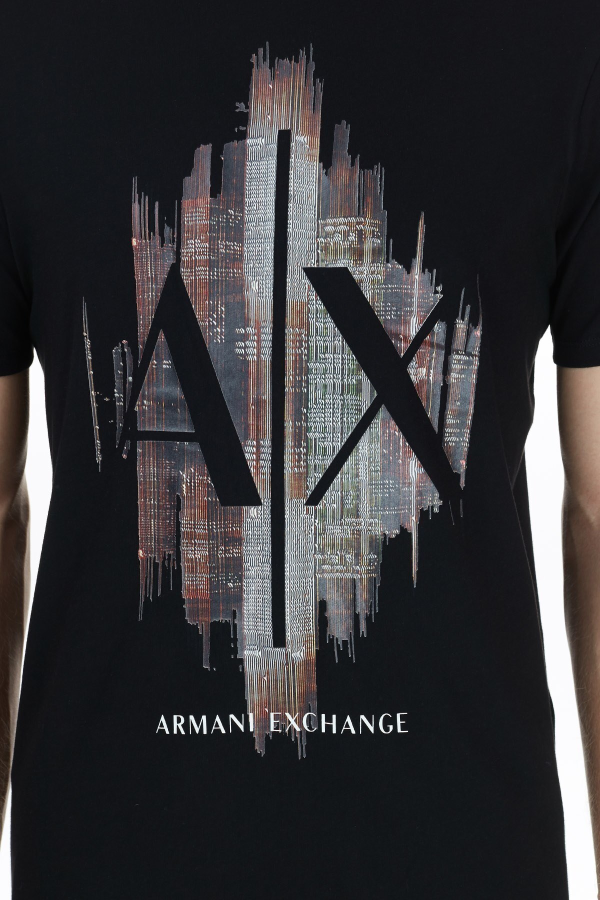Armani Exchange % 100 Pamuklu Baskılı Bisiklet Yaka Erkek T Shirt 6HZTFG ZJH4Z 1200 SİYAH