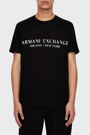 Armani Exchange - Armani Exchange Pamuklu Baskılı Regular Fit Bisiklet Yaka Erkek T Shirt 8NZT72 Z8H4Z 1200 SİYAH