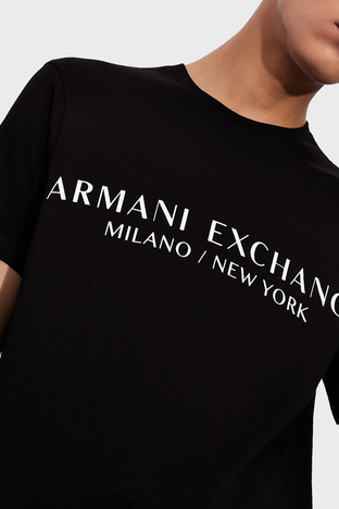 Armani Exchange - Armani Exchange Pamuklu Baskılı Regular Fit Bisiklet Yaka Erkek T Shirt 8NZT72 Z8H4Z 1200 SİYAH (1)