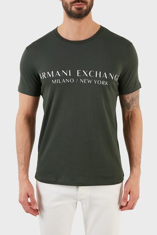 Armani Exchange - Armani Exchange % 100 Pamuklu Baskılı Regular Fit Bisiklet Yaka Erkek T Shirt 8NZT72 Z8H4Z 1863 HAKİ