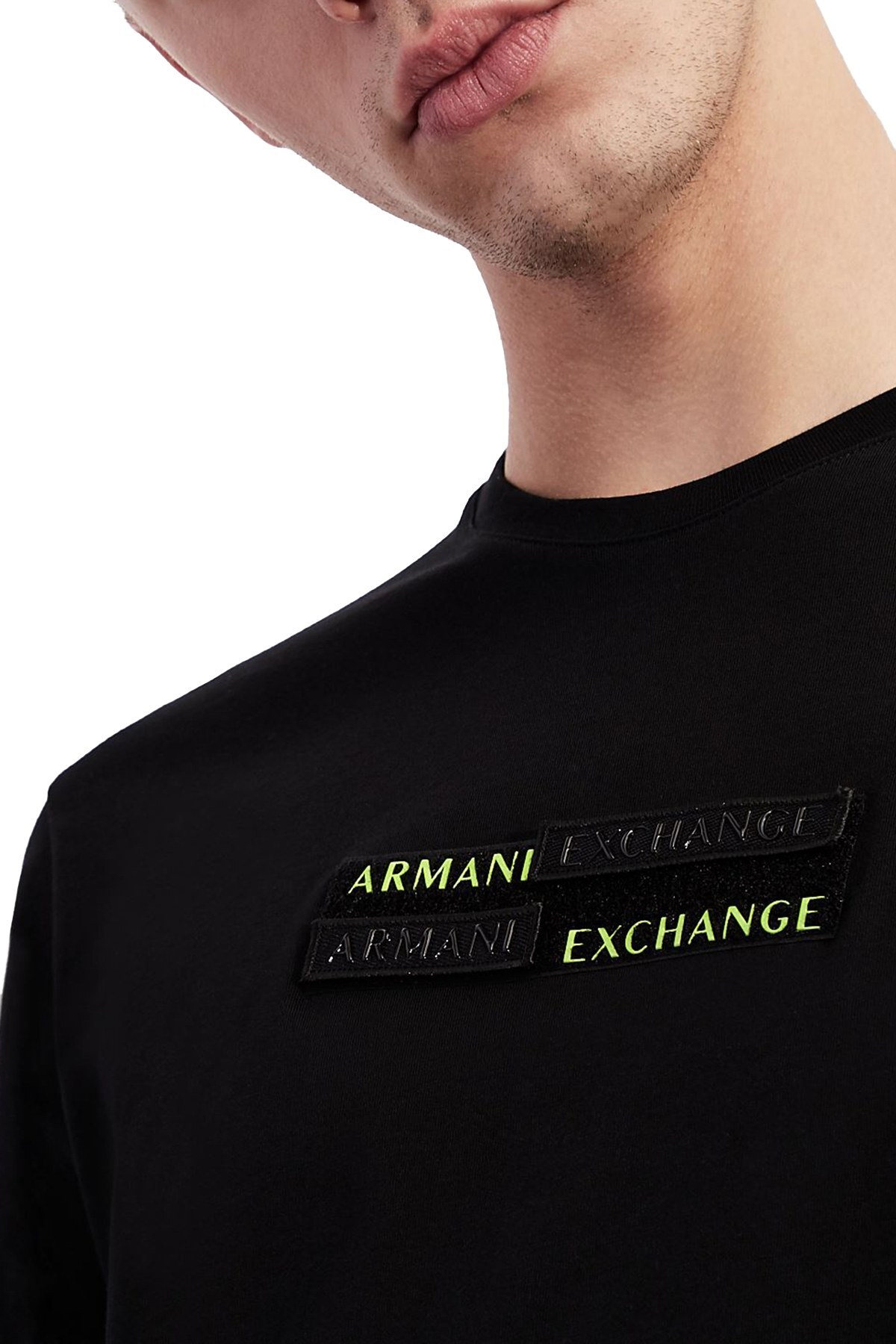 Armani Exchange % 100 Pamuklu Bisiklet Yaka Erkek T Shirt 3KZTFM ZJBVZ 1200 SİYAH