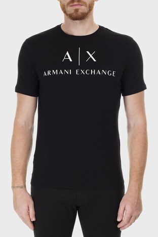 Armani Exchange - Armani Exchange % 100 Pamuklu Baskılı Bisiklet Yaka Erkek T Shirt 8NZTCJ Z8H4Z 1200 SİYAH