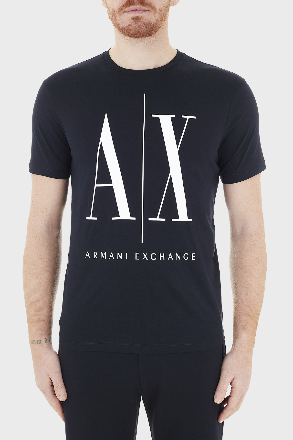 Armani Exchange % 100 Pamuklu Bisiklet Yaka Erkek T Shirt 8NZTPA ZJH4Z 1510 LACİVERT