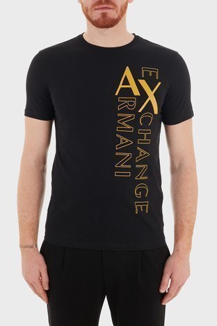 Armani Exchange - Armani Exchange Slim Fit % 100 Pamuklu Bisiklet Yaka Erkek T Shirt S 6HZTFS ZJBVZ 1200 SİYAH