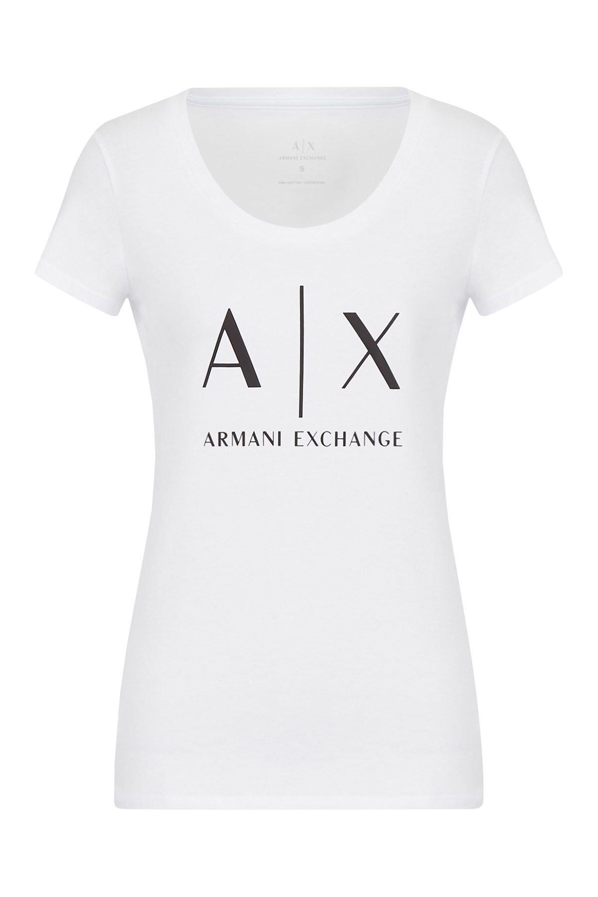 Armani Exchange % 100 Pamuklu Dar Kalıp Bayan T Shirt 8NYT70 YJ16Z 1000 BEYAZ