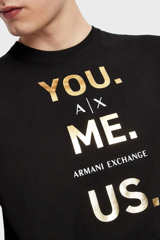 Armani Exchange - Armani Exchange % 100 Pamuklu Regular Fit Bisiklet Yaka Erkek T Shirt 6LZTAX ZJFCZ 1200 SİYAH (1)