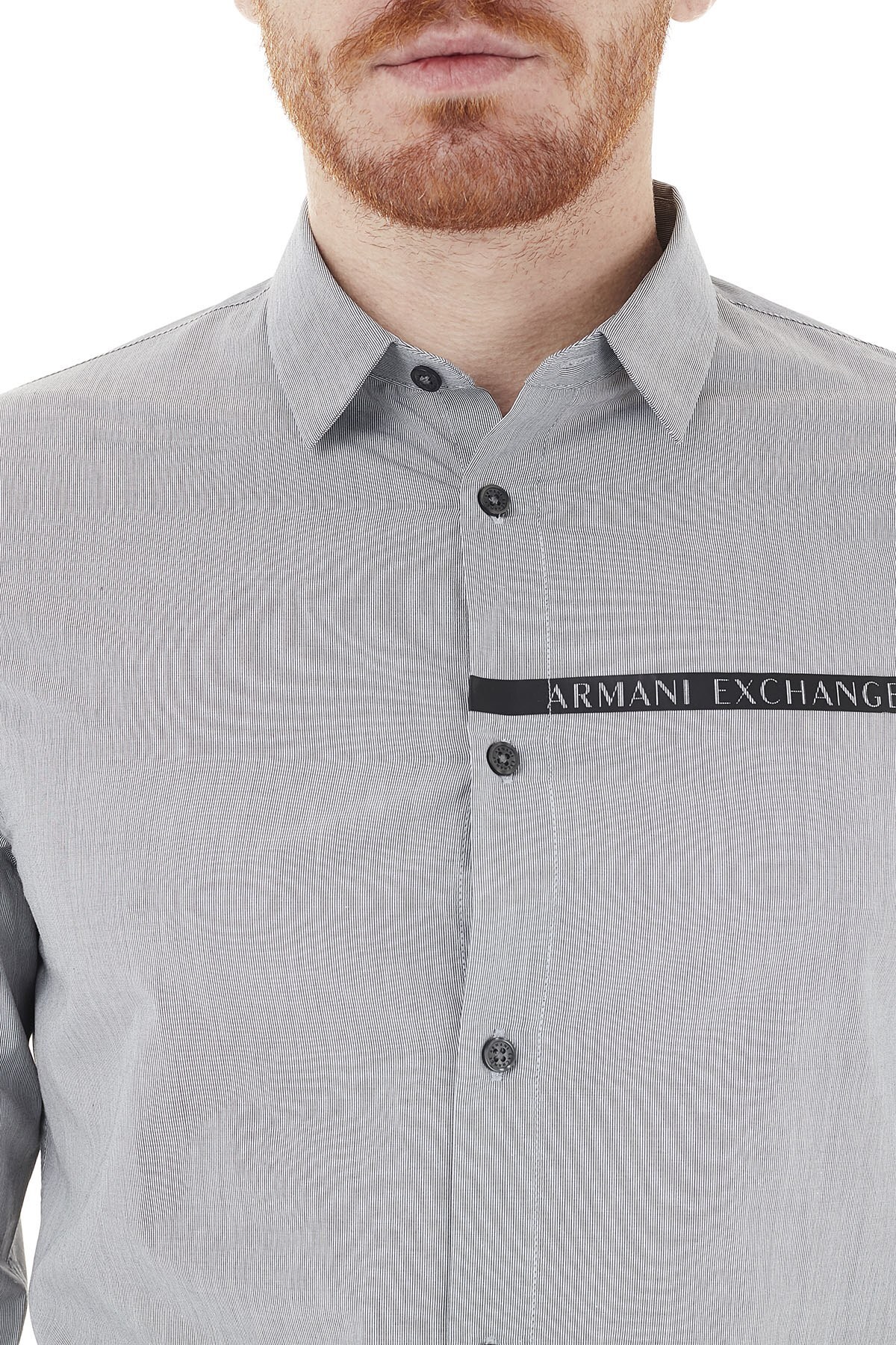 Armani Exchange % 100 Pamuklu Regular Fit Erkek Gömlek 3KZC47 ZNCZZ 2296 GRİ