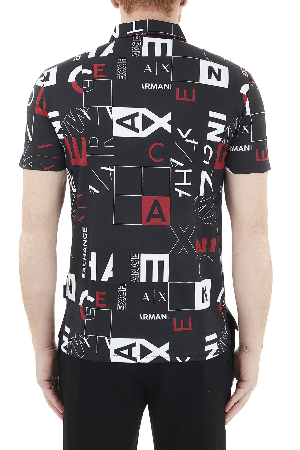 Armani Exchange % 100 Pamuklu Regular Fit T Shirt Erkek Polo 3KZFFD ZJH4Z 5203 SİYAH-KIRMIZI