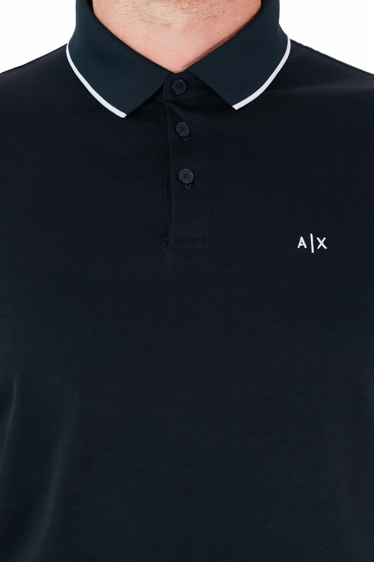 Armani Exchange % 100 Pamuklu Regular Fit T Shirt Erkek Polo 3KZFFT ZJ2ZZ 1510 LACİVERT