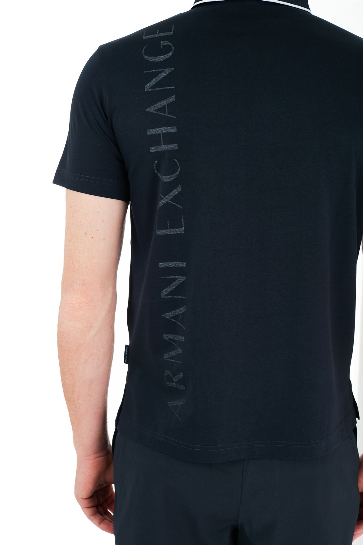 Armani Exchange % 100 Pamuklu Regular Fit T Shirt Erkek Polo 3KZFFT ZJ2ZZ 1510 LACİVERT