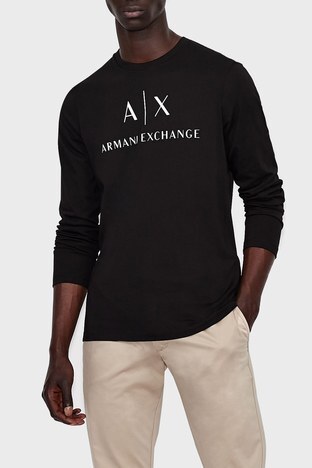 Armani Exchange - Armani Exchange % 100 Pamuklu Slim Fit Erkek T Shirt 8NZTCH Z8H4Z 1200 SİYAH