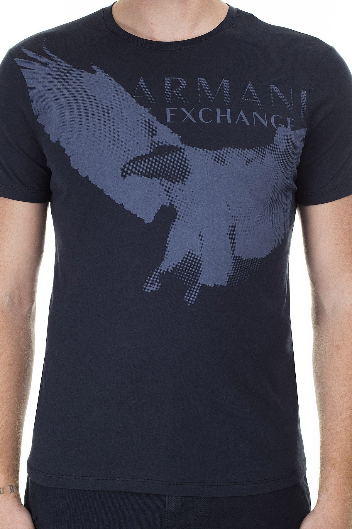 Armani Exchange Animal Baskılı Bisiklet Yaka Erkek T Shirt 3HZTAL ZJA5Z 1510 LACİVERT