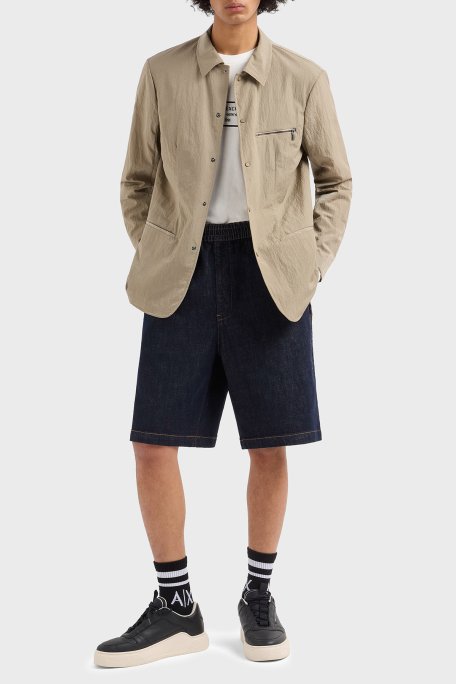 Armani Exchange Astarlı Regular Fit Çıtçıt Düğmeli Düz Yaka Erkek Ceket XM000435 AF13138 U6167 BEJ - 1