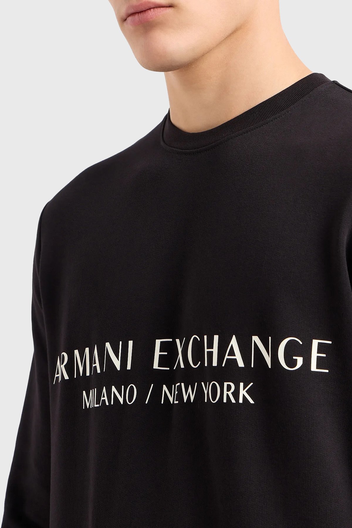 Armani Exchange Baskılı % 100 Pamuk Bisiklet Yaka Erkek