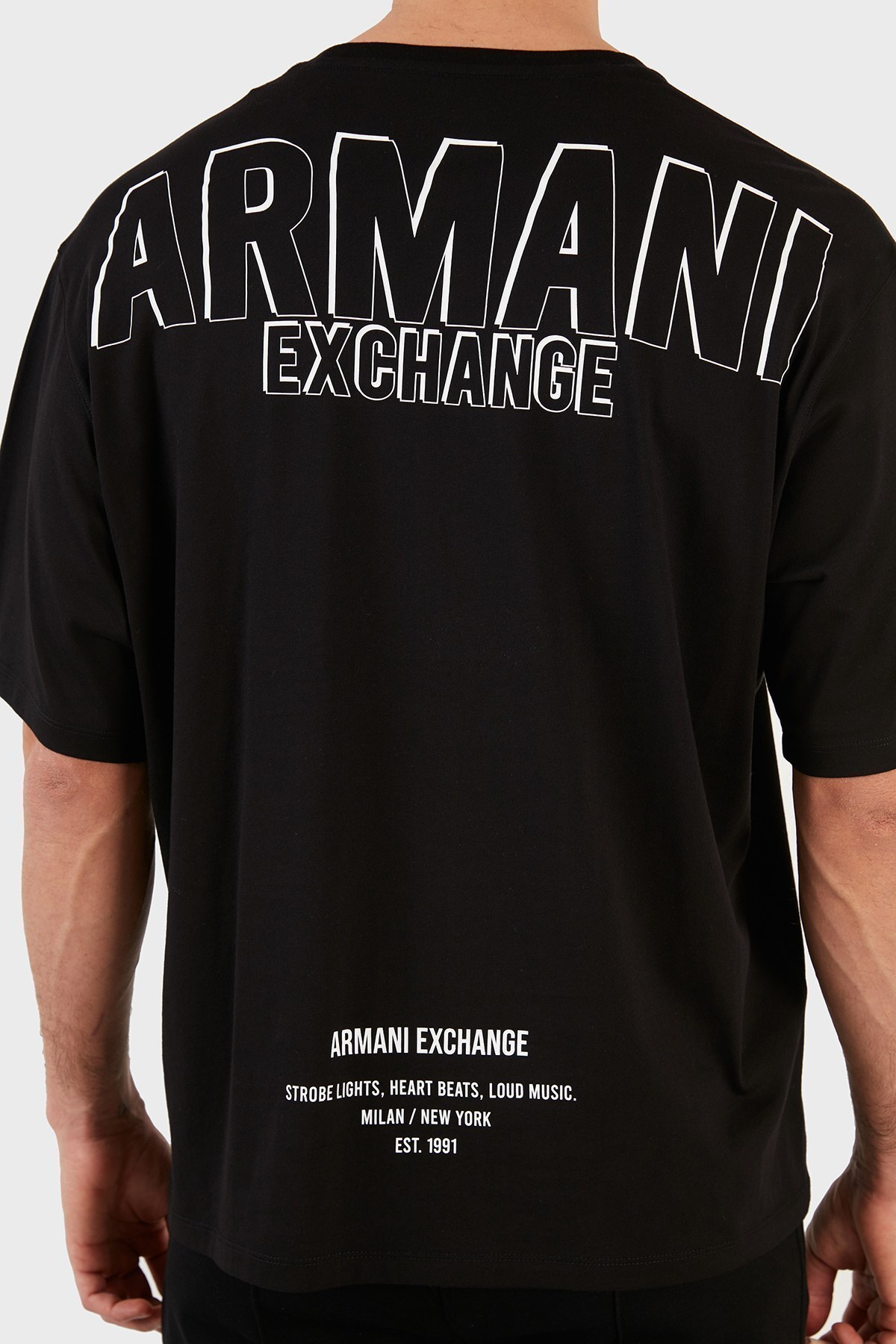 Armani Exchange Baskılı % 100 Pamuk Bisiklet Yaka Erkek T Shirt 6KZTGL ZJH4Z 1200 SİYAH
