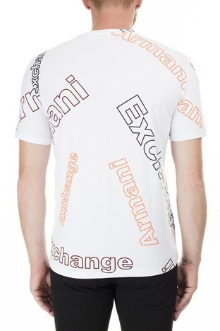 Armani Exchange - Armani Exchange Baskılı Bisiklet Yaka Erkek T Shirt 3HZTFC ZJH4Z 7184 BEYAZ (1)