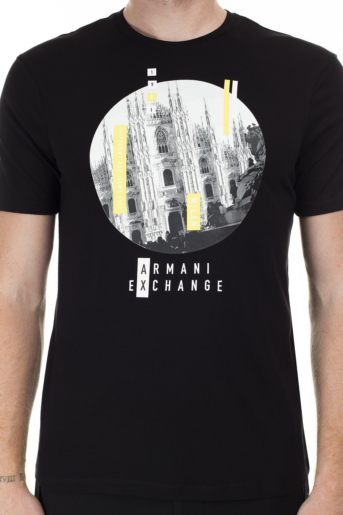 Armani Exchange Baskılı Bisiklet Yaka Erkek T Shirt 3HZTHN ZJH4Z 1200 SİYAH
