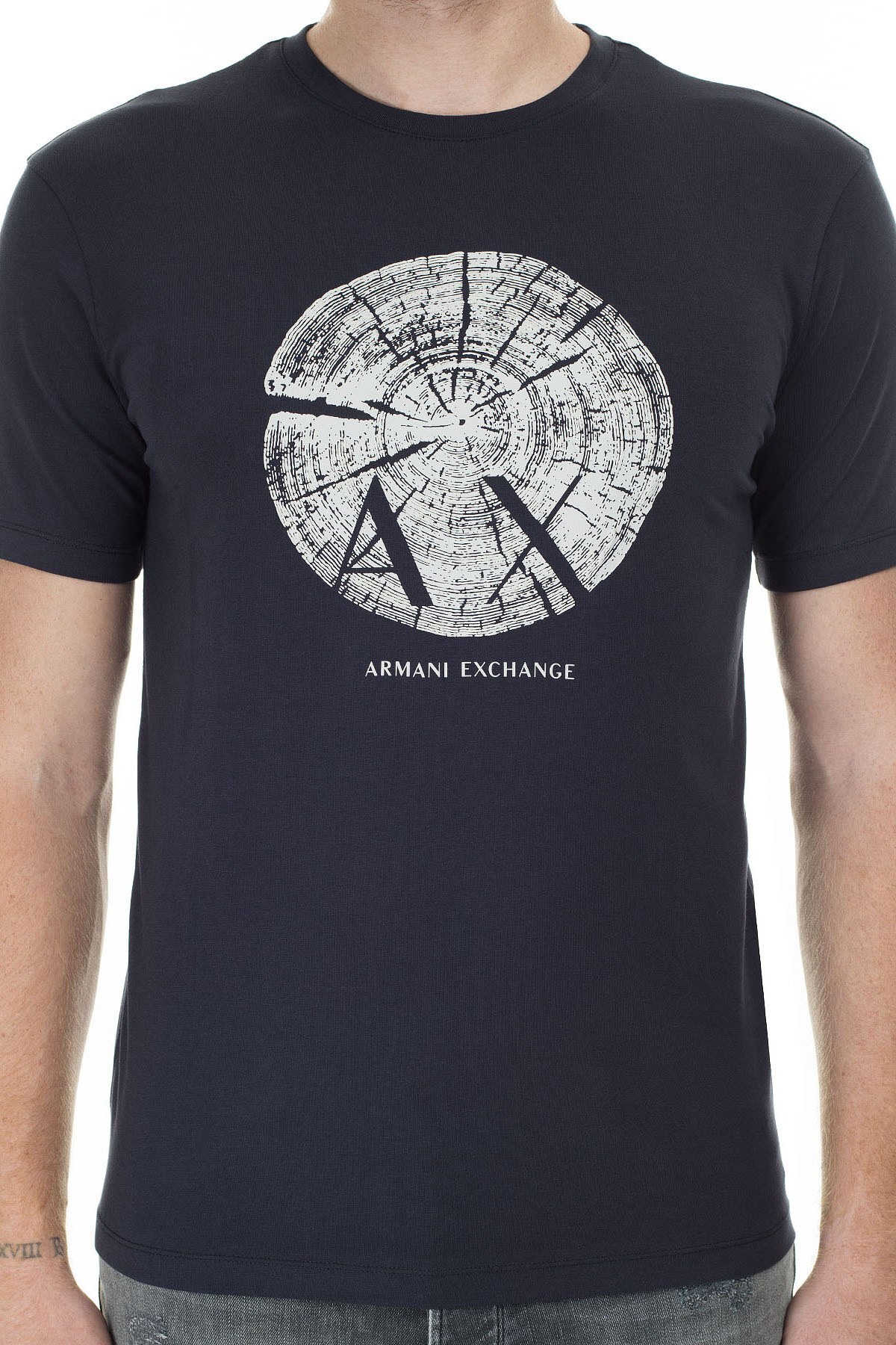 Armani Exchange Baskılı Bisiklet Yaka Slim Fit Erkek T Shirt 3HZTHG ZJE6Z 1510 LACİVERT