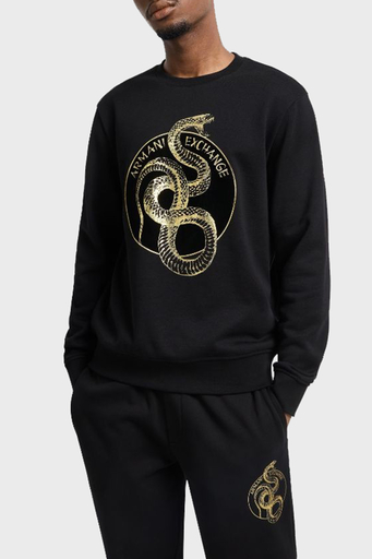 Armani Exchange Baskılı Pamuklu Regular Fit Bisiklet Yaka Erkek Sweat XM000216 AF10830 UC001 SİYAH - 1
