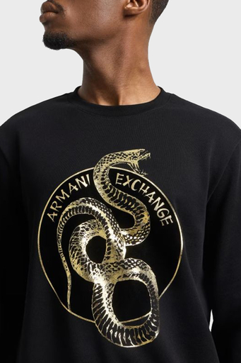 Armani Exchange Baskılı Pamuklu Regular Fit Bisiklet Yaka Erkek Sweat XM000216 AF10830 UC001 SİYAH - 3