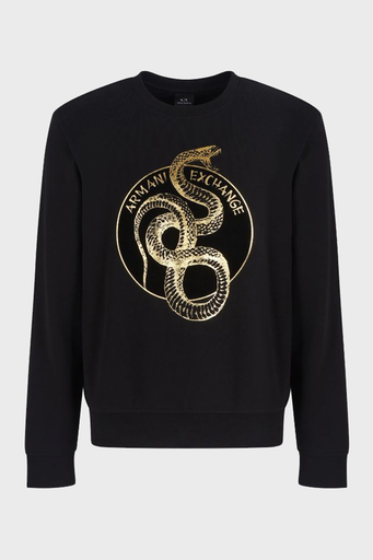 Armani Exchange Baskılı Pamuklu Regular Fit Bisiklet Yaka Erkek Sweat XM000216 AF10830 UC001 SİYAH - 4