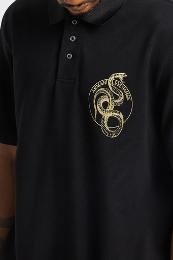 Armani Exchange Baskılı Pamuklu Regular Fit Düğmeli Erkek Polo Yaka T Shirt XM000215 AF10366 UC001 SİYAH - 3