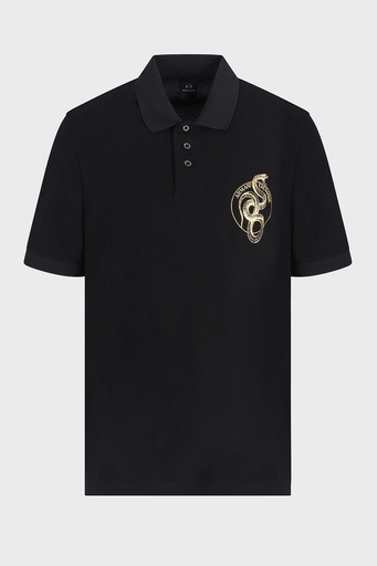 Armani Exchange Baskılı Pamuklu Regular Fit Düğmeli Erkek Polo Yaka T Shirt XM000215 AF10366 UC001 SİYAH - 4