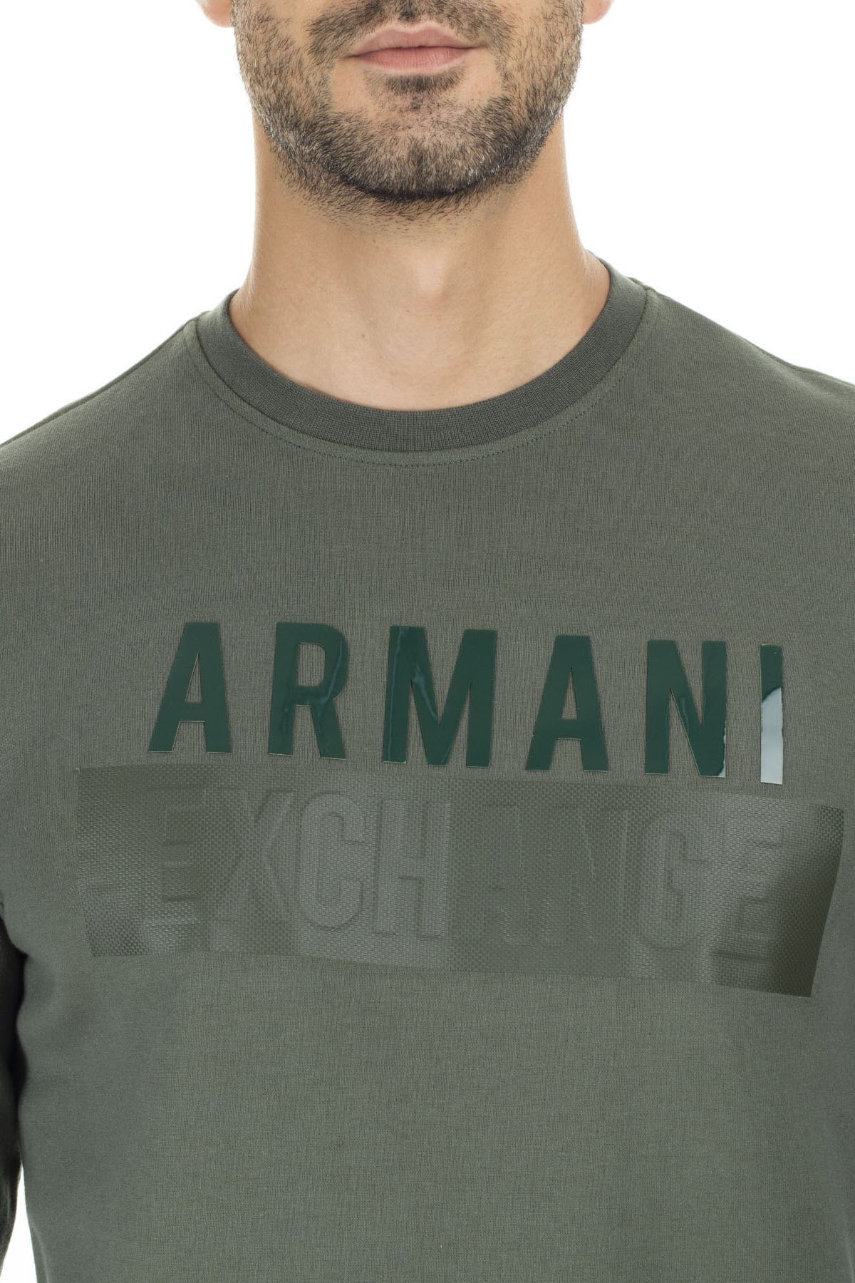 Armani Exchange Baskılı Pamuklu Sıfır Yaka Erkek Sweat 6GZM93 ZJ1KZ 1842 HAKİ