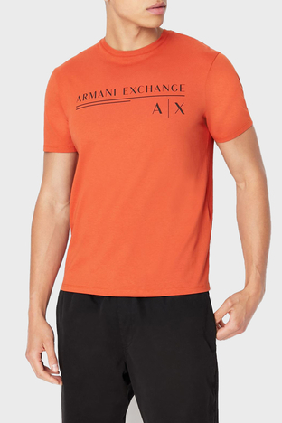 Armani Exchange - Armani Exchange Baskılı Regular Fit Bisiklet Yaka % 100 Pamuk Erkek T Shirt 6LZTCE ZJ6NZ 1498 KİREMİT