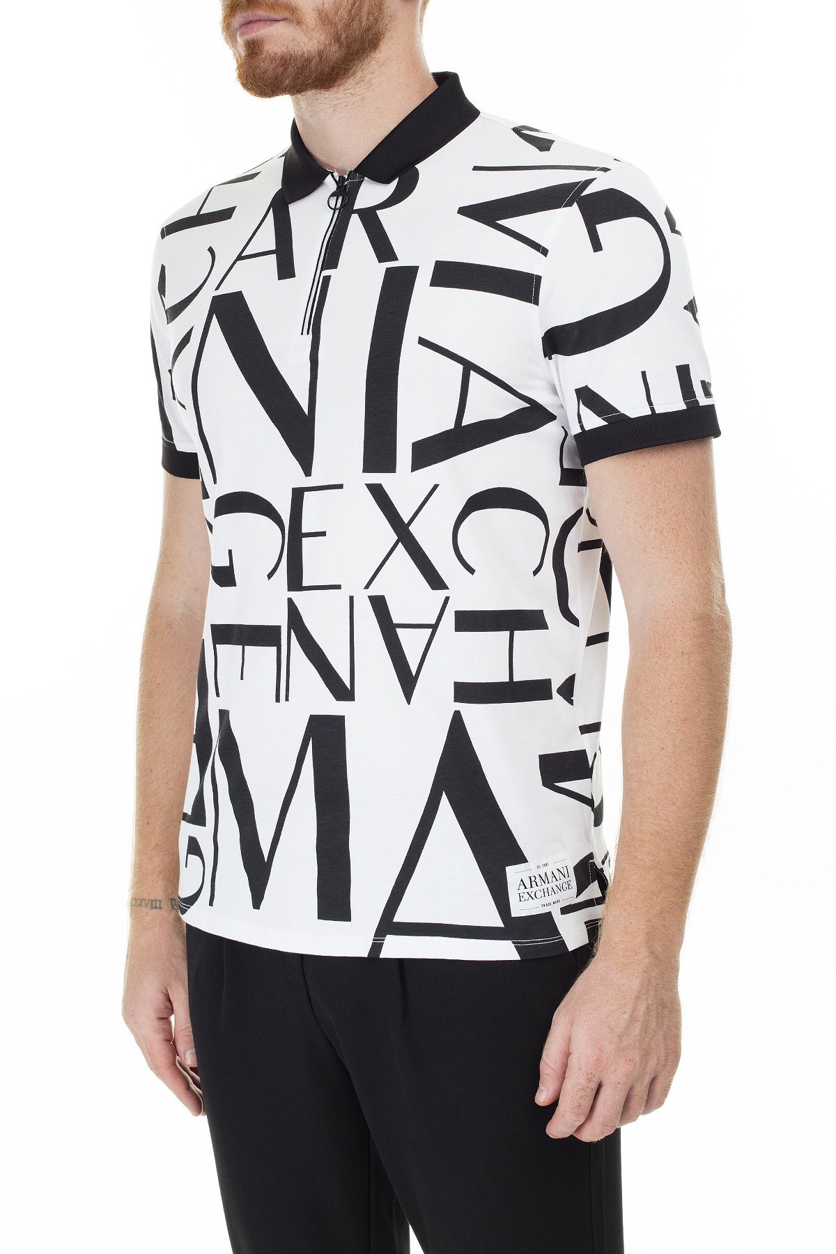 Armani Exchange Baskılı Regular Fit T Shirt Erkek Polo 3HZFFA ZJH4Z 5189 BEYAZ