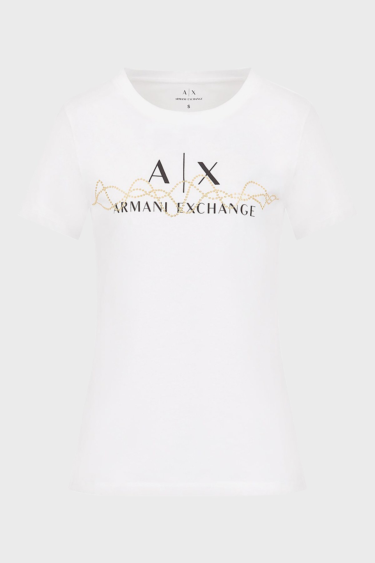 Armani Exchange % 100 Organik Pamuklu Bisiklet Yaka Regular Fit Bayan T Shirt 6KYTAK YJ8QZ 1000 BEYAZ
