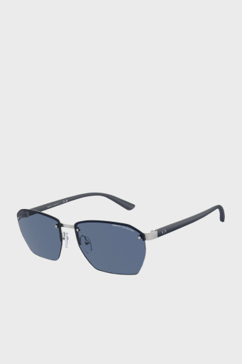 Armani Exchange Dikdörtgen Güneş Erkek Gözlük 0AX2048S 604580 59 Mat Gümüş-Koyu mavi - 1