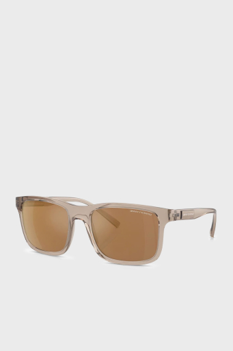 Armani Exchange Dikdörtgen Güneş Erkek Gözlük 0AX4145S 83445A 57 Parlak Şeffaf Kahve-Kahve Ayna - 4