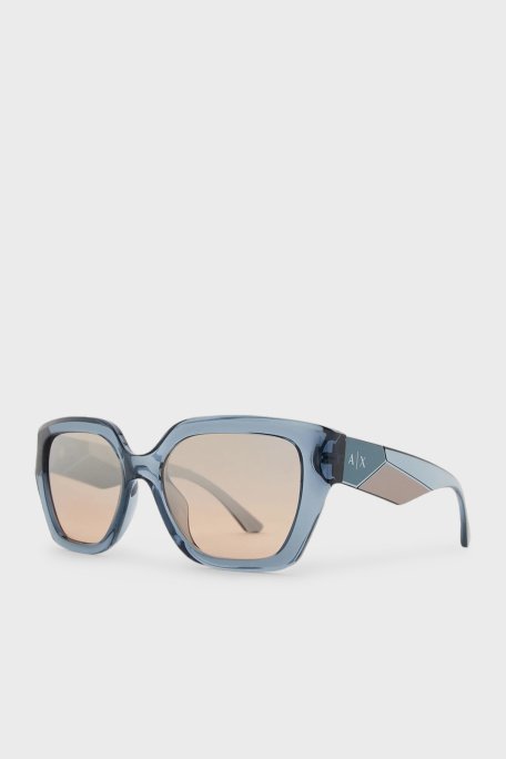 Armani Exchange Dikdörtgen Şeffaf Güneş Bayan Gözlük 0AX4125SU 82408Z 54 Parlak Şeffaf Mavi - 1